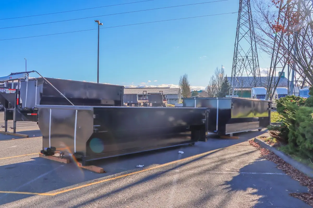 Roll-off dumpster ready for waste disposal at job site for 4 Yard Dumpster Rental in Choctaw